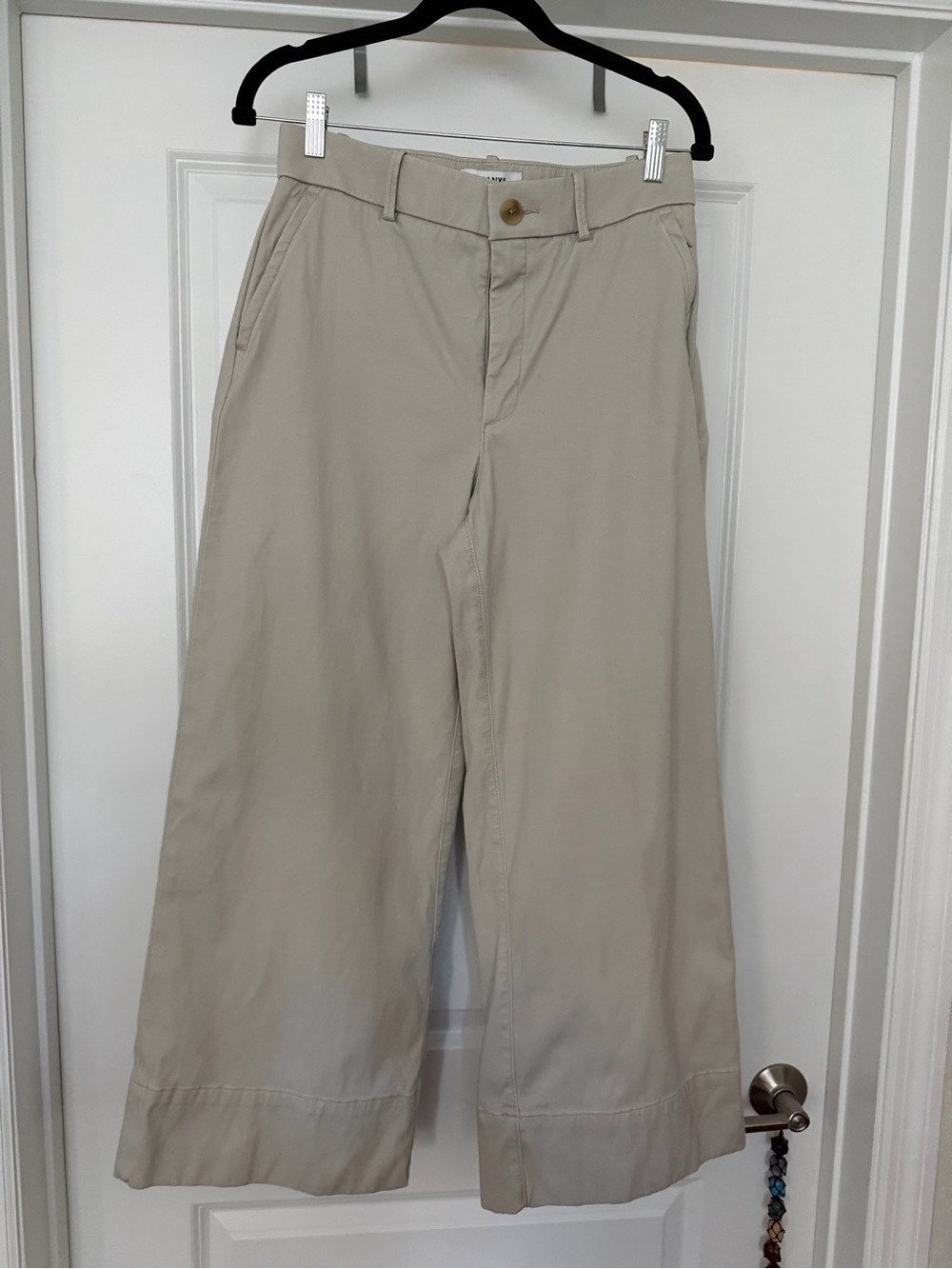 NWOT SPANX Stretch Twill Wide Leg Pants Khaki Beige Size M